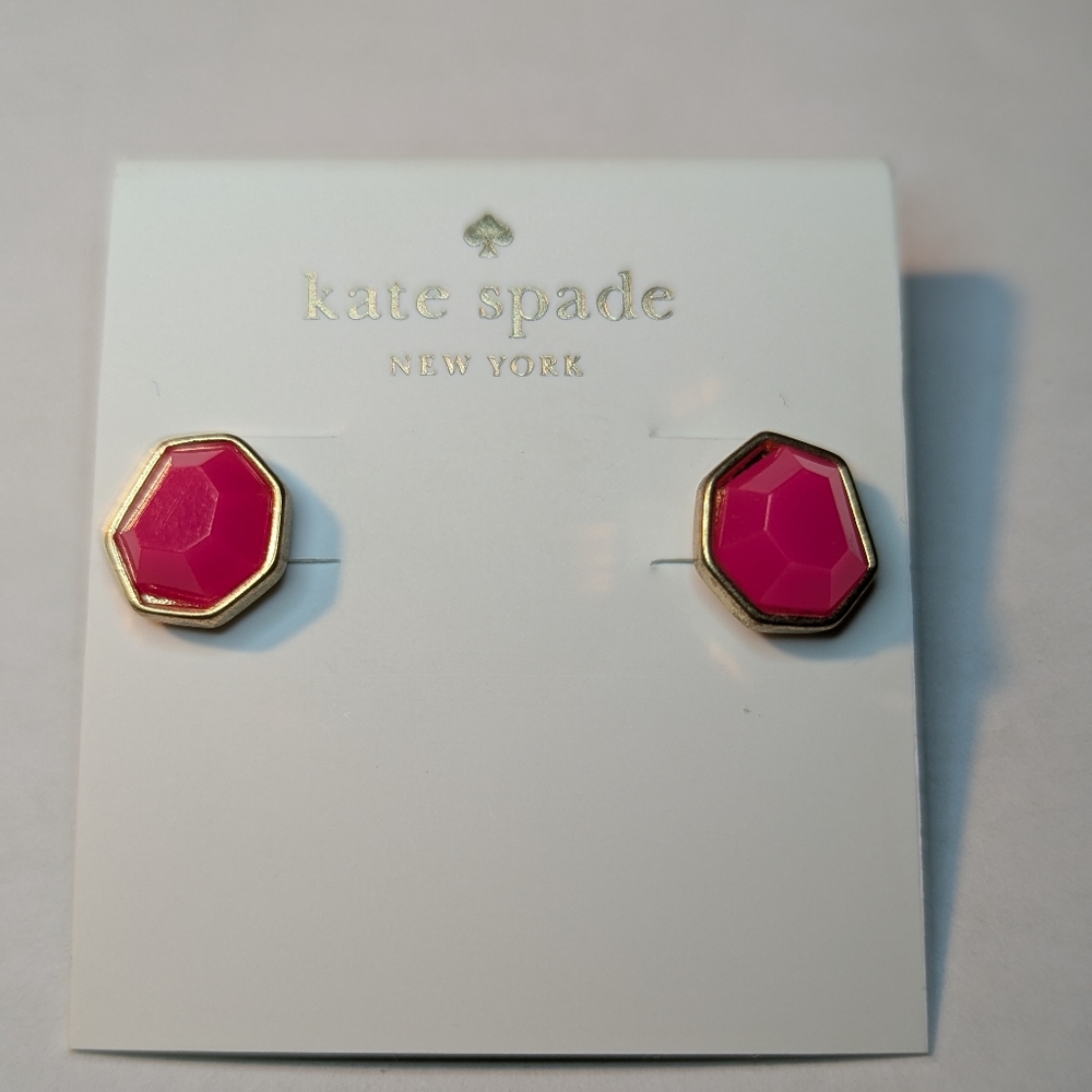 Kate Spade New York Gumdrop Gems Neon Pink Crystal Stud Earrings New
